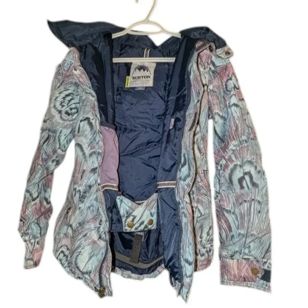 Burton Feathers Print Snow Snowboarding Ski Puffer Jet Set Dryride Jacket Coat